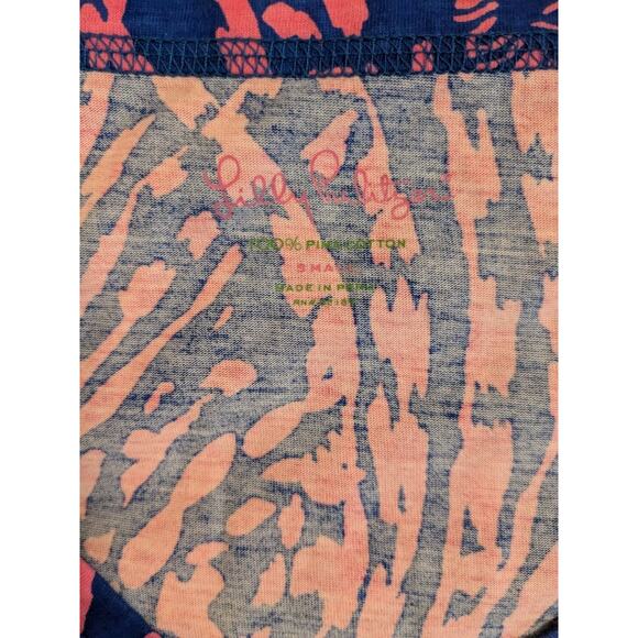 Lilly Pulitzer Zebra And Palm Printed Dress Sz Small S Blue Pink V-Neck FLAWLESS - Picture 6 of 8